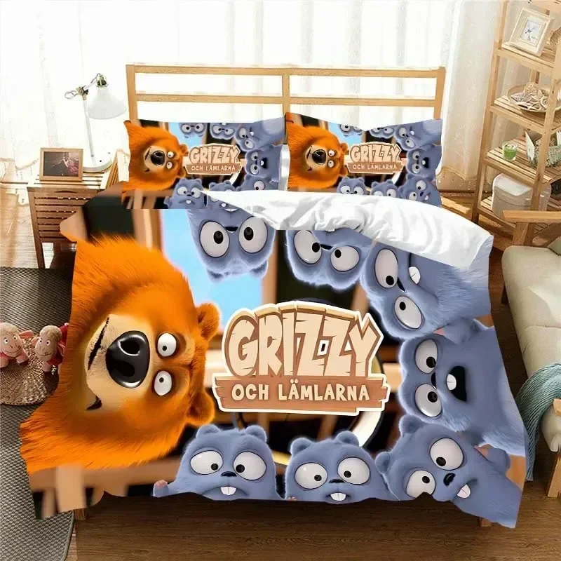 

3D G-Grizzy and The Lemmings Printed Bed Set Duvet Cover Pillowcase Bedding Set Bed Linen Sheet Quilt Cover Full Queen King Size