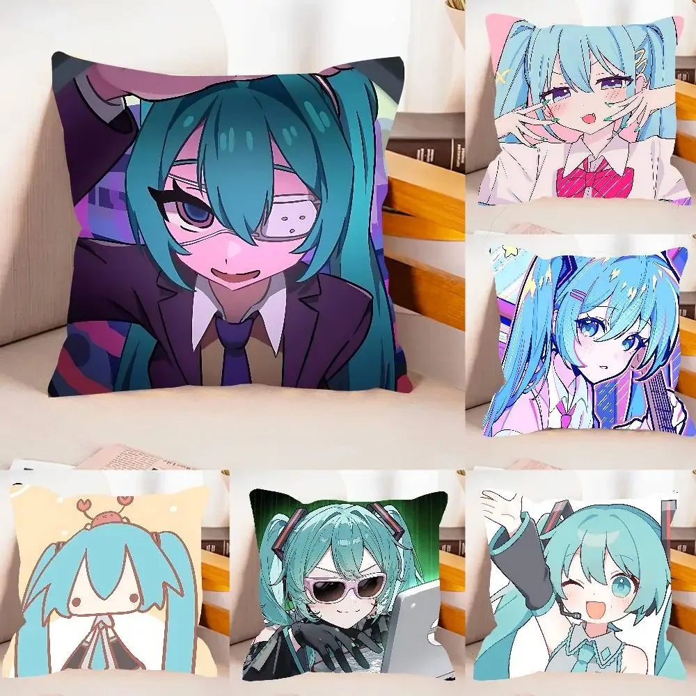 Kawaii Singer Miku-S Pillow Case Pattern Printed Pillowcase For Living Room Sofa Cushion Cover & Bedroom Decor