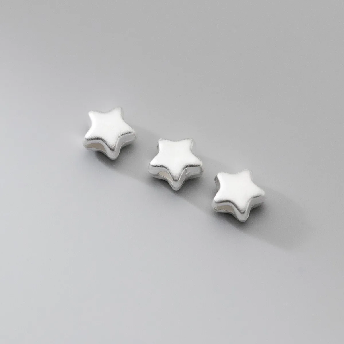 1pc/lot 925 Sterling Silver Matte/Bright Surface Star Beads 8.5mm Pretty Stereo Decoration S925 Silver Beads Spacer DIY Jewelrys