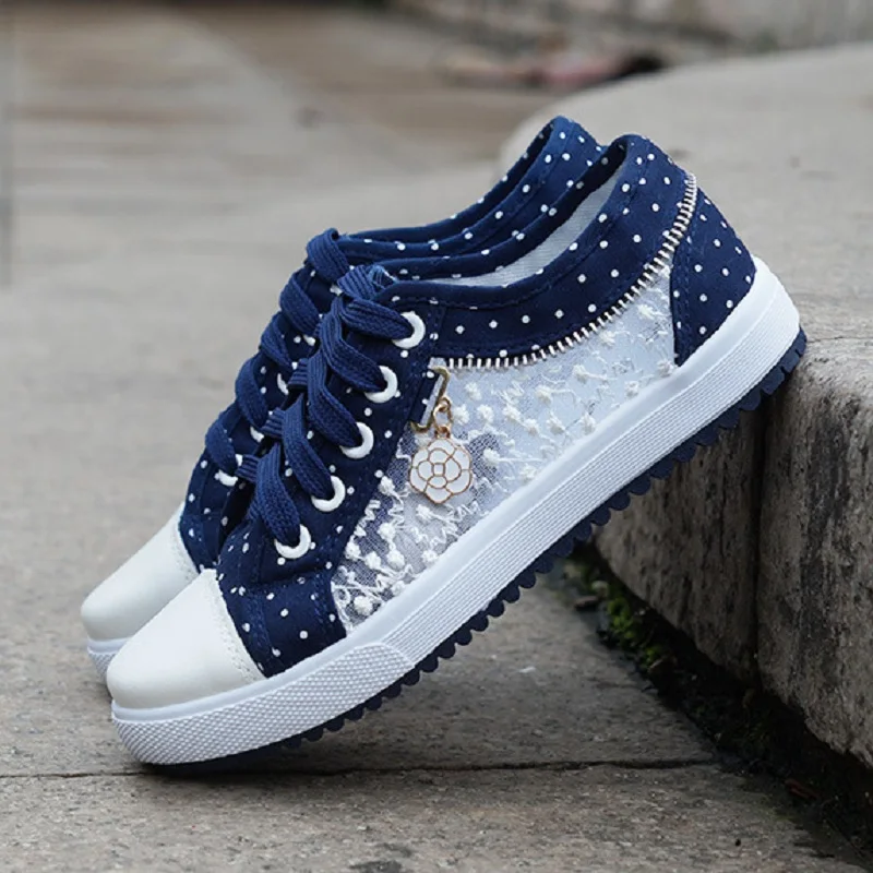 Feerldi Chic Mesh Lace Sneakers Women Ulzzang Canvas Sport Shoes Designer Harajuku Shoes Brand Plimsolls Platform