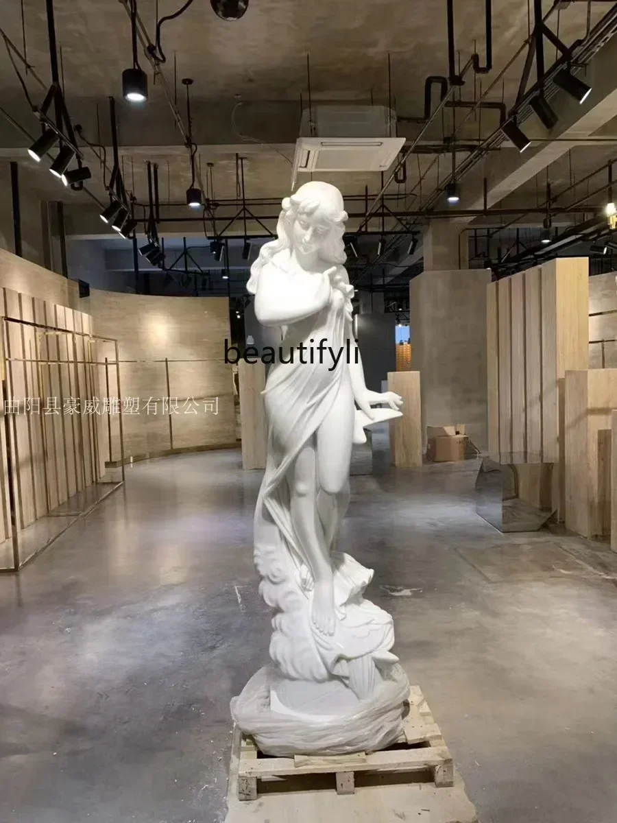 

yj5 Statua della dea della luna Marmo Marmo bianco Scultura in pietra Corpo umano Decorazione per interni ed esterni Scul