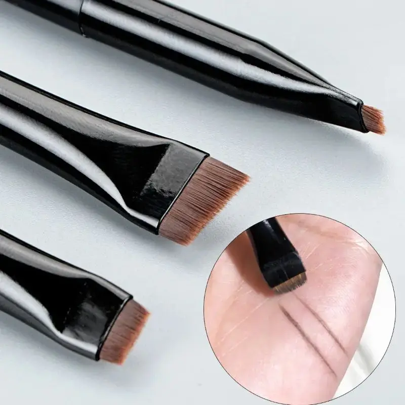 Ensemble de 3 pinceaux pour eye-liner et sourcils – Embouts ultra-fins et plats pour un contrôle précis, une application de maquillage de précision de haute qualité