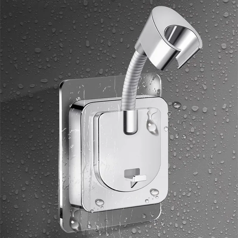 Shower Holder Adjustable Shower Head Holder Nozzle Handheld Holder Punch-Free Multi Angle Rotation Shower Bracket