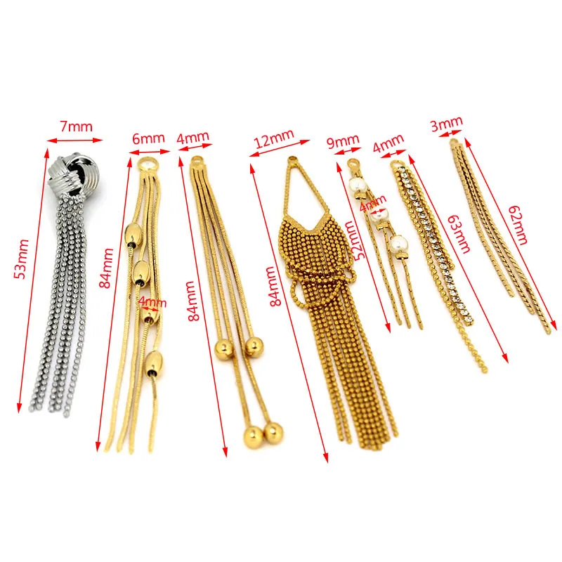 2Pcs 24K Gold Brass Chain Tassel Earring Charms Pendants Jewelry Earring Making Supplies DIY Findings Decoration Accessories image 2