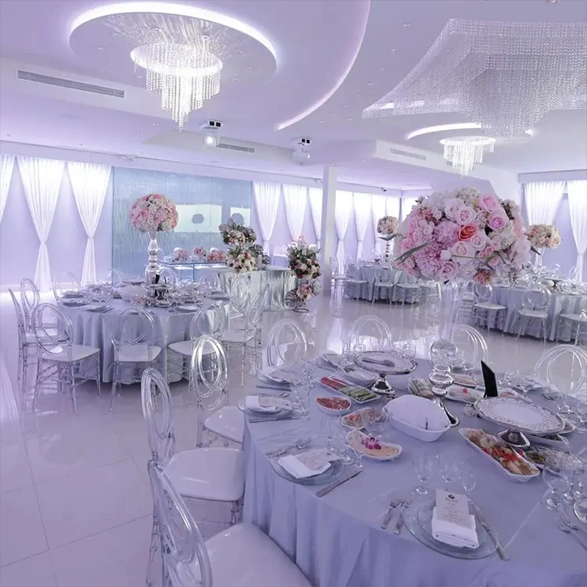24pcs)Acrylic Transparent Crown Chiavari Crystal Dining Chairs for Wedding