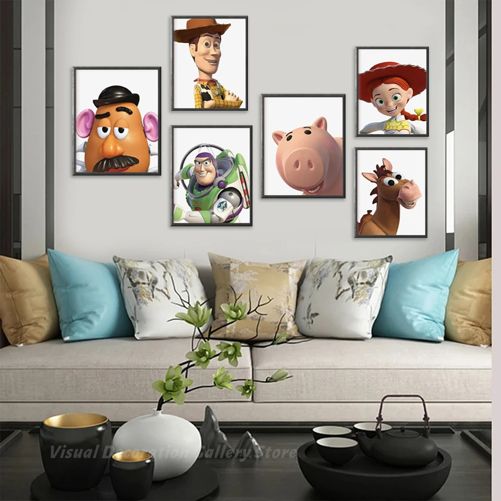 Disney Toy Story Wall Art Poster Oil Painting Style Canvas Prints Printmaking Of Kindergarten Game Room Home Decoration Painting