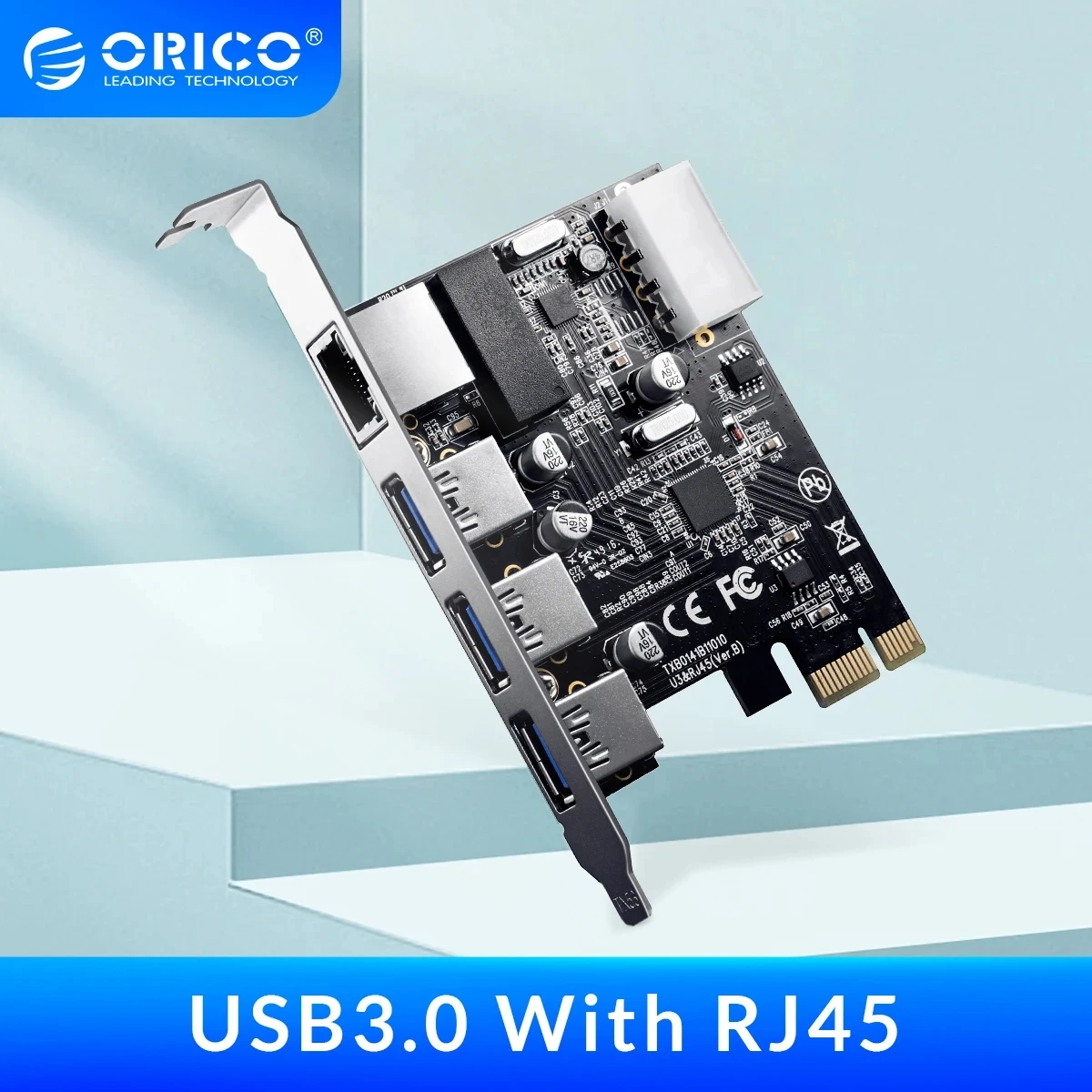 ORICO USB3.0 RJ45 Ethernet PCI Express Expansion Card with A 15pin SATA Power C onnector PCIE Adapt for Windows 8/10/Linux ﻿