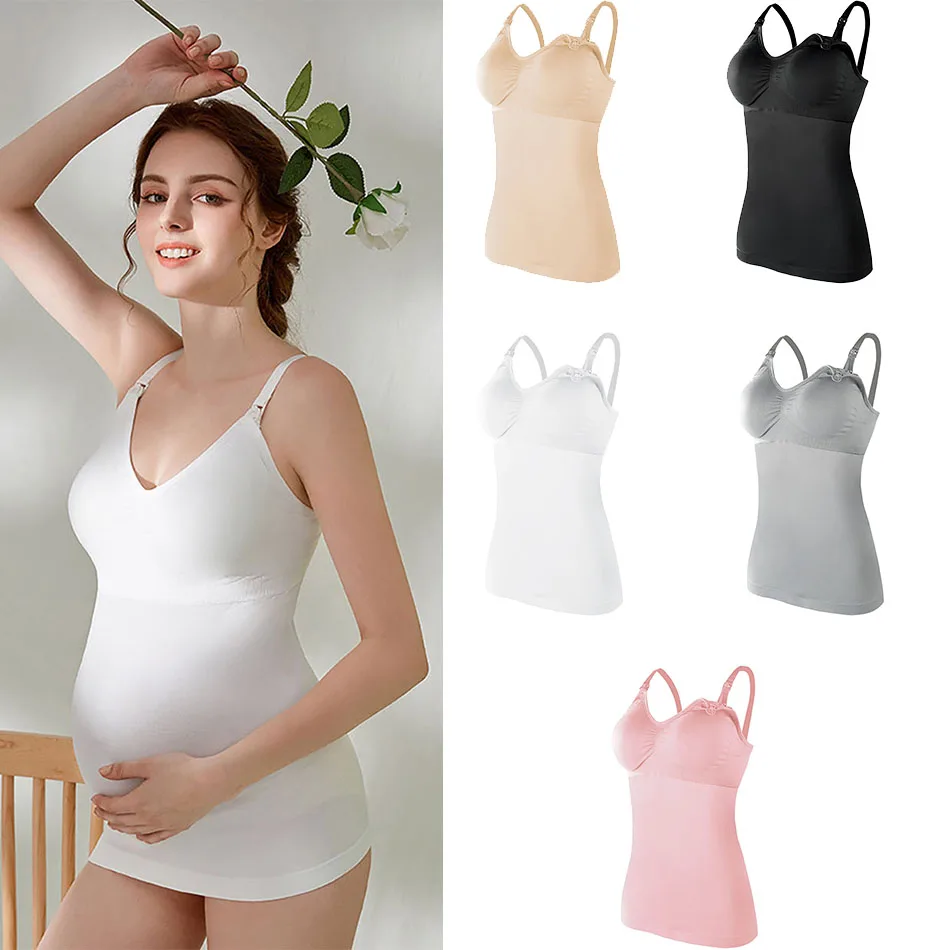 

Maternity Nursing Long Camisole with Front Opening Padded Bra for Comfort Breastfeeding and Postpartum Support Women Bralette