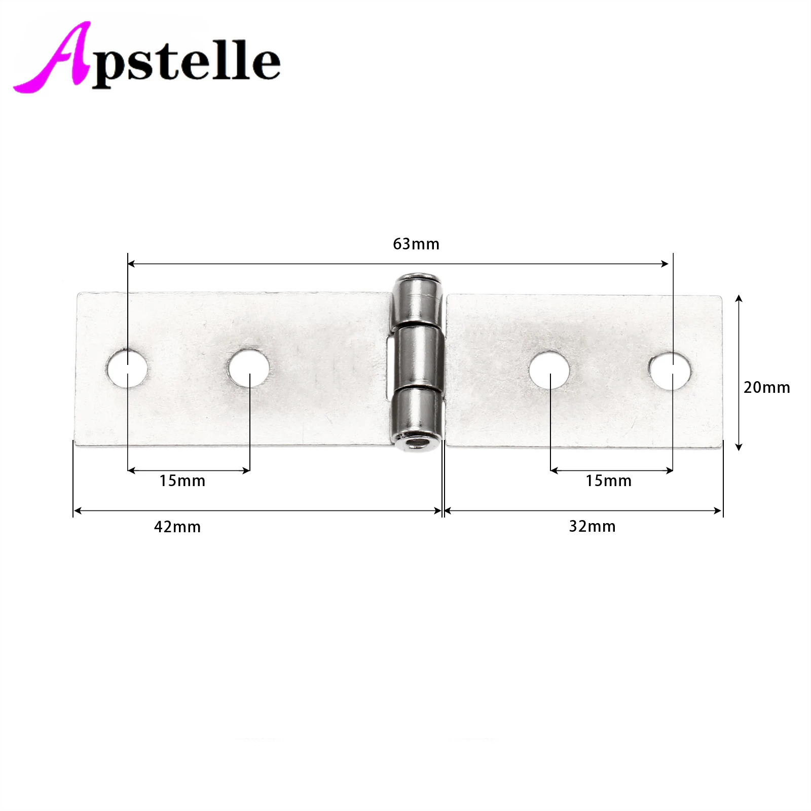 Apstelle 2Pcs Cabinet Door Luggage Hinges 4 Holes Jewelry Wood Boxes Hinges Furniture Decoration with Screws 74*20mm Sliver