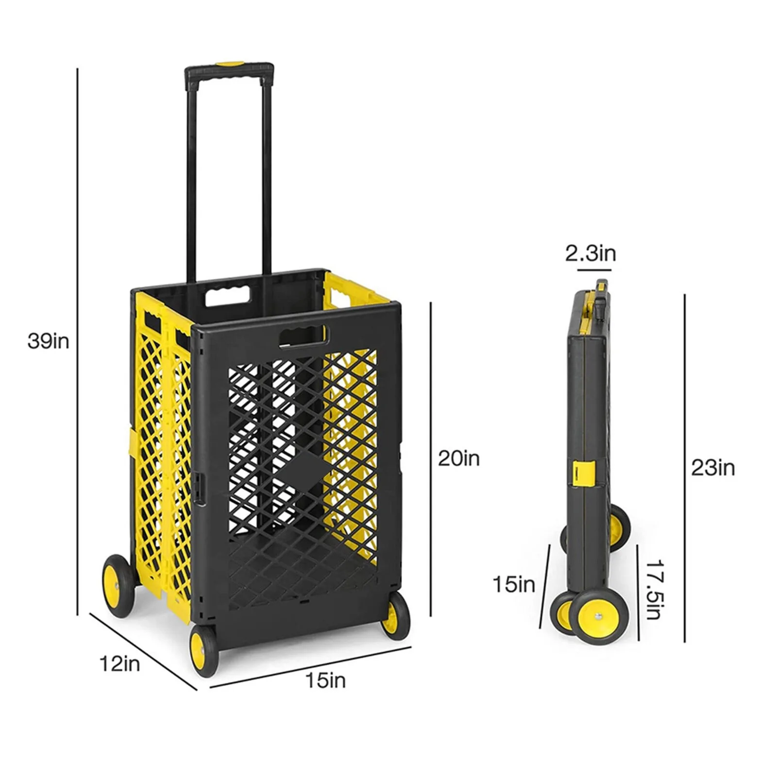 Imagem -02 - Grocery Folding Shopping Cart Cesta Carrinho Utilitário Lavanderia us