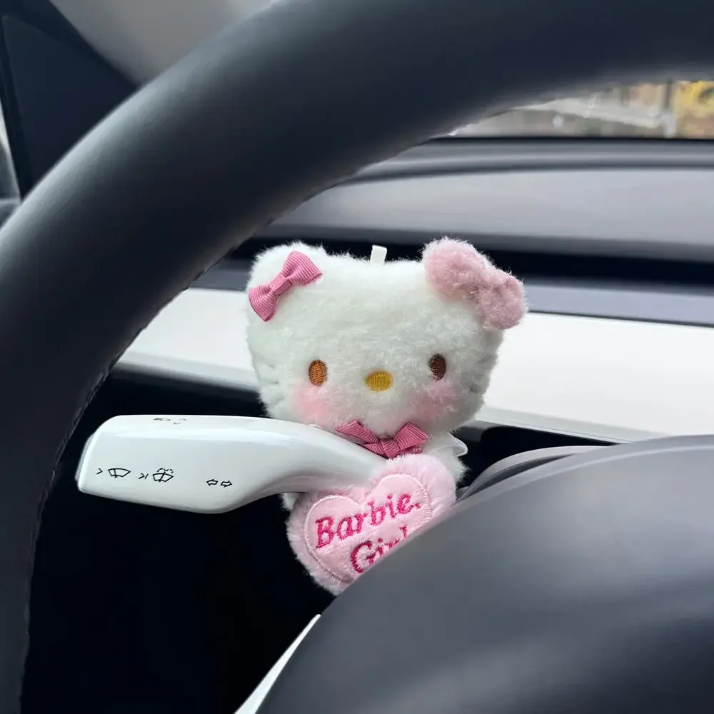 Anime Hello Kitty Plush Doll Car Wiper Turn Signal Pendant Melody Kuromi Sanrio Kawaii Auto Decoration Accessories Girl Toy Gift