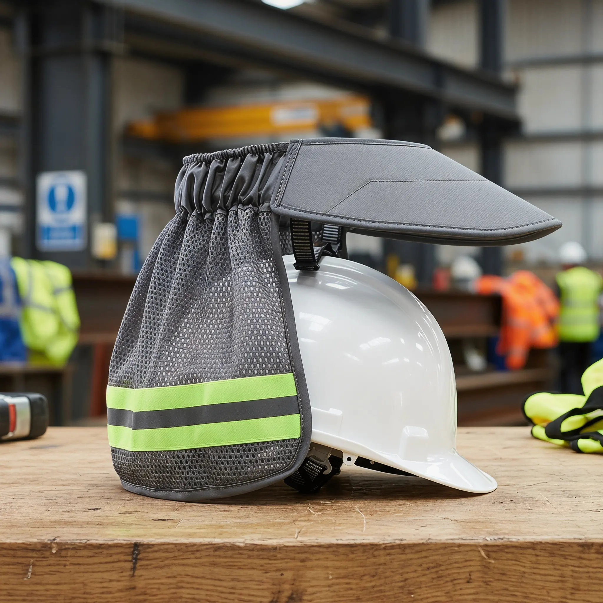 Safety Sunshade Wide Brim Breathable Mesh Curtain Hard Hat Sun Visor Neck Shield Outdoor Construction Work