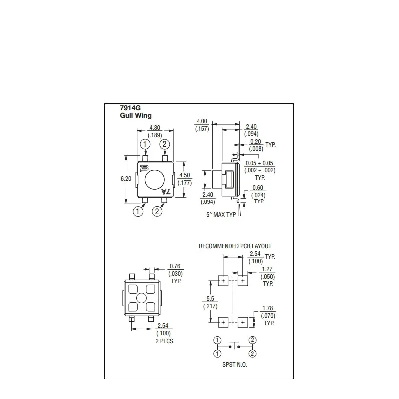 1pcs/lots U.S.A. 7914G-1-050 Waterproof Dustproof Tactile Switch 4.8*4.5*5 Silicone Keypad SMD