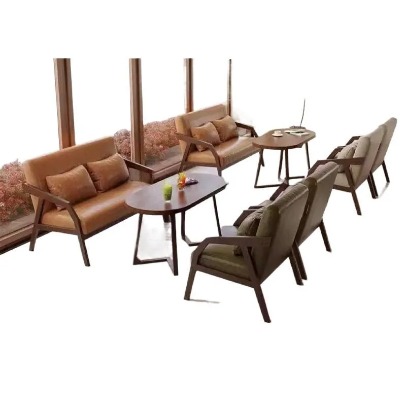 

Solid wood bar cafe tables and chairs dessert shop sofa booth commercial reception