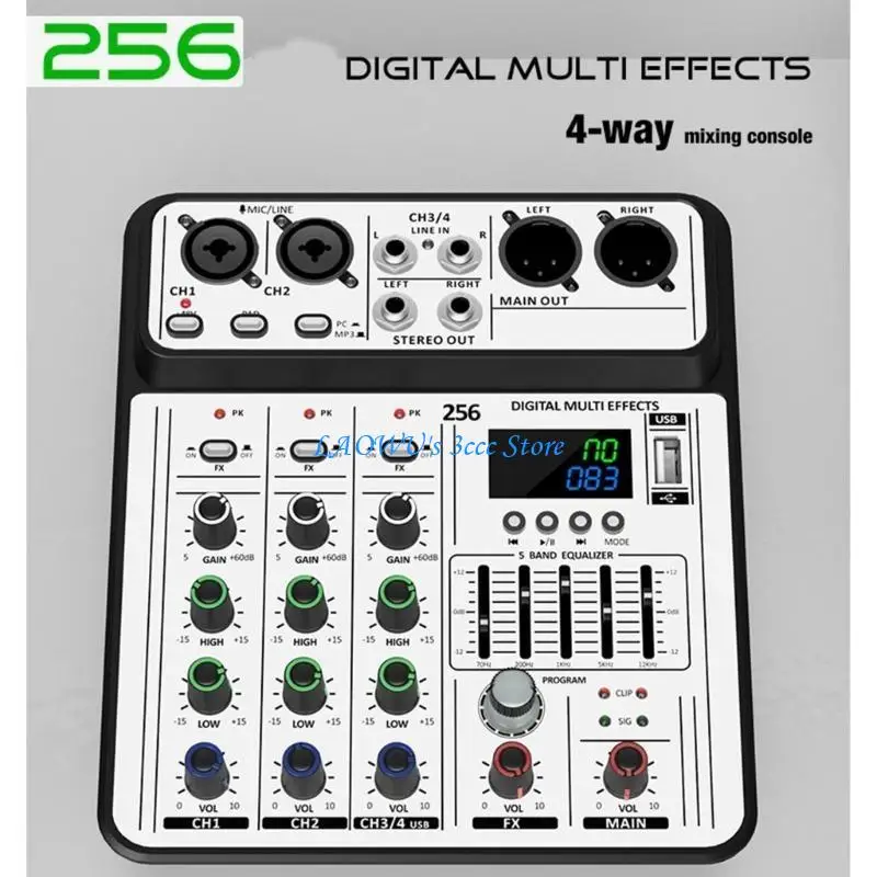 Y8AD Multifungsi Mixer 4inputs Instrumen Mics Streaming Studio Audios