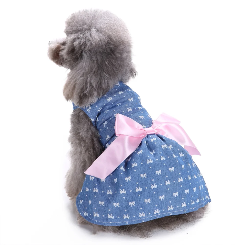 

Dog Dress Bow Pattern Stylish Polyester Summer Skirt Size L Comfortable Pet Clothes for Jogging Outdoor Photos