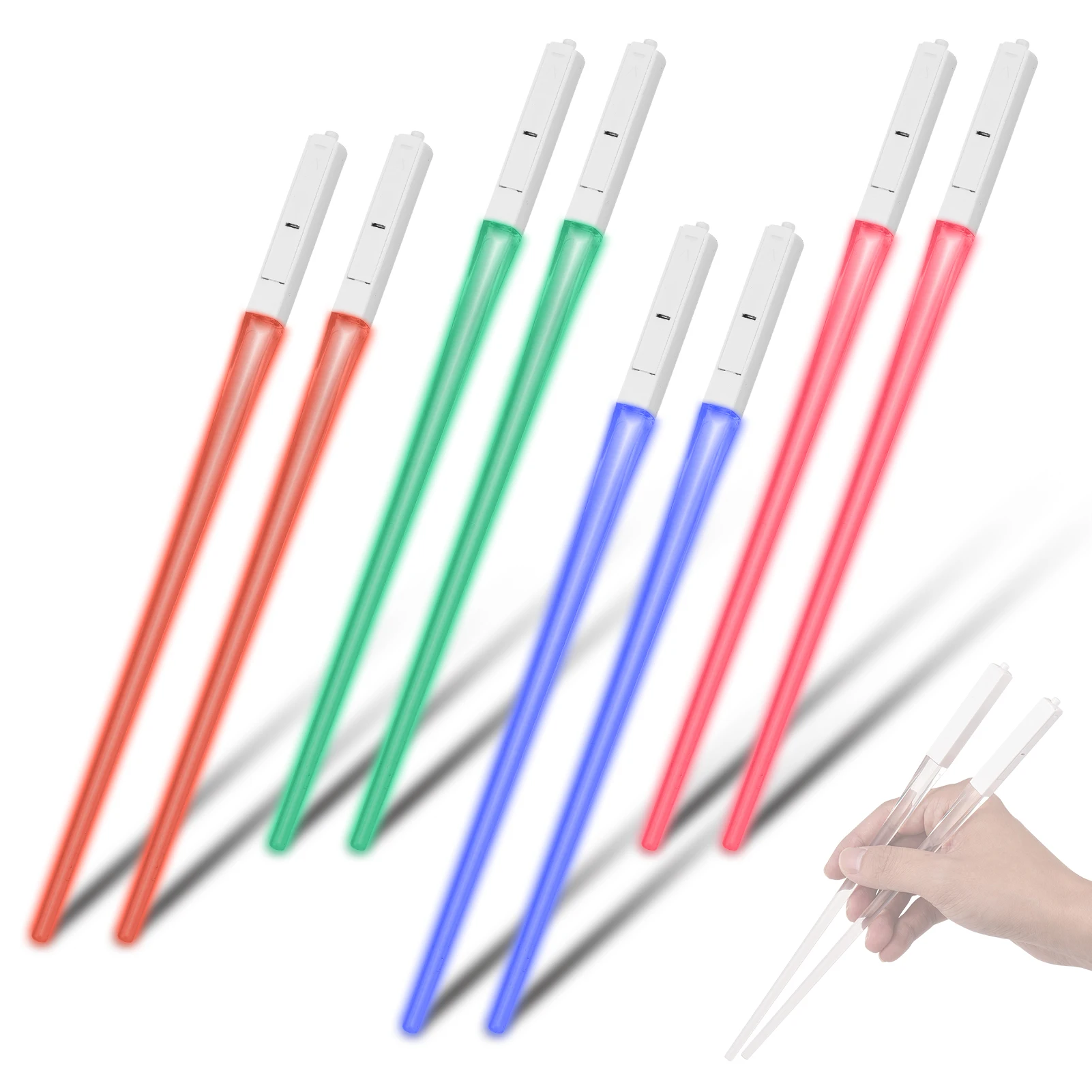 Lightsaber Chopsticks Light Up LED 9 Colorful Color Changing Chopsticks Transparent ABS Lightweight Portable Reusable Chopsticks