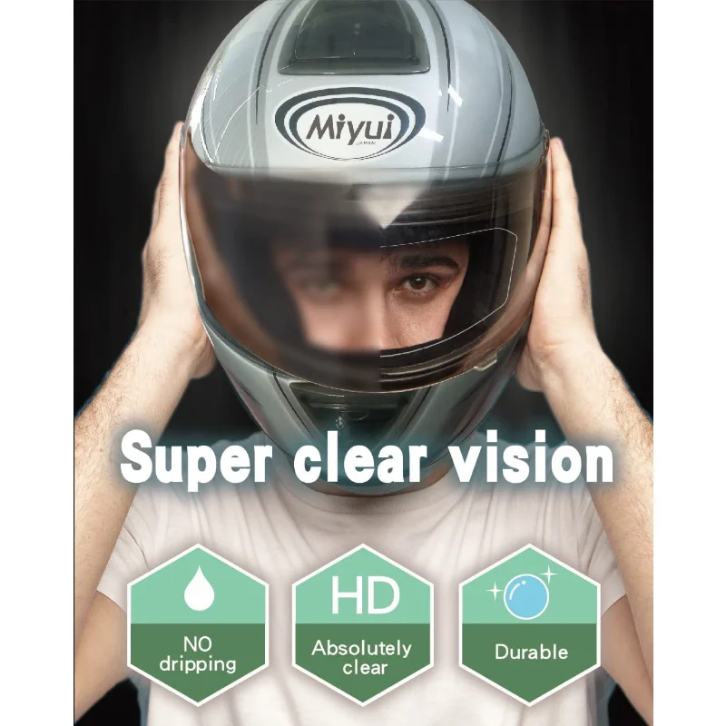 2Pcs Motorcycle Helmet Anti-Fog Rainproof Clear Film Helmet Lens Durable Nano Coat Motorcycle Sticker Safety Driving Accessories