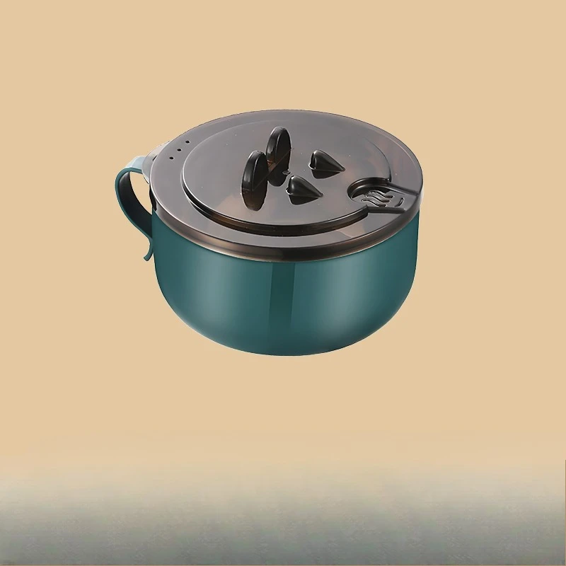 

Instant noodle bowl Dormitory students with lid can drain Japanese instant noodle stainless steel canteen rice instant noodle