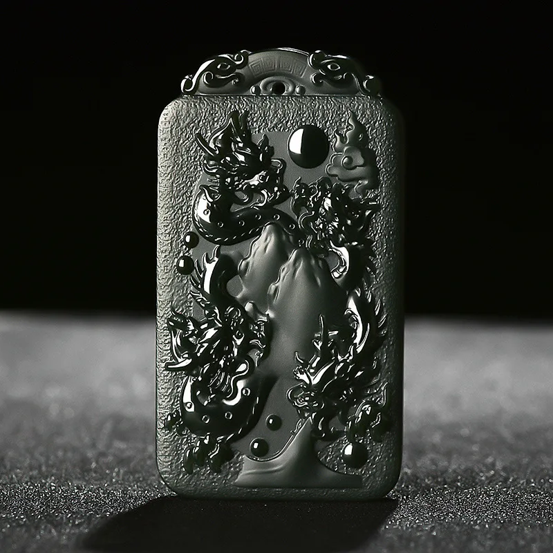 

Fine Jewelry Natural Hetian Nephrite Jade Qingyu Jiulong Guanyin Pendant for Men and Women