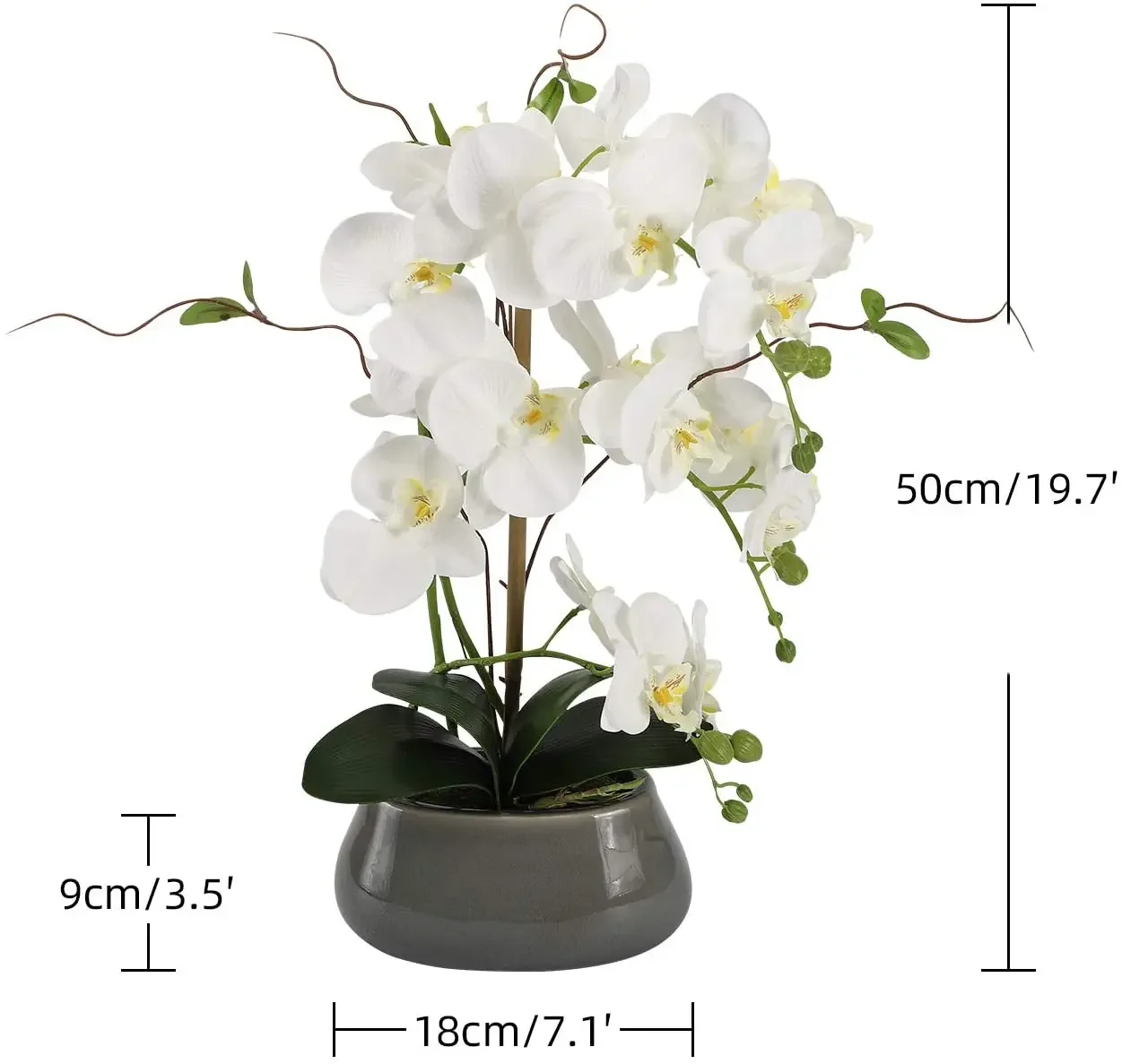 Artificial Orchid Flowers Centerpieces for Dining Room Table with Vase Silk Fake Plants Arrangements Decorations view 2
