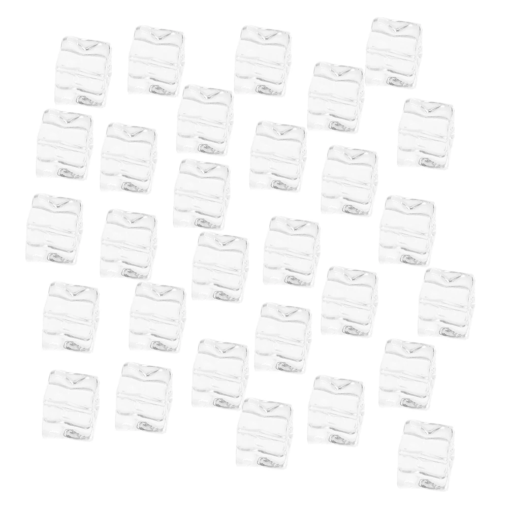 

100pcs Simulated Ice Cube Reusable Clear Ice Cube Clear Ice Cube Artificial Ice Cube Faux Ice Decoration Food Photography Prop