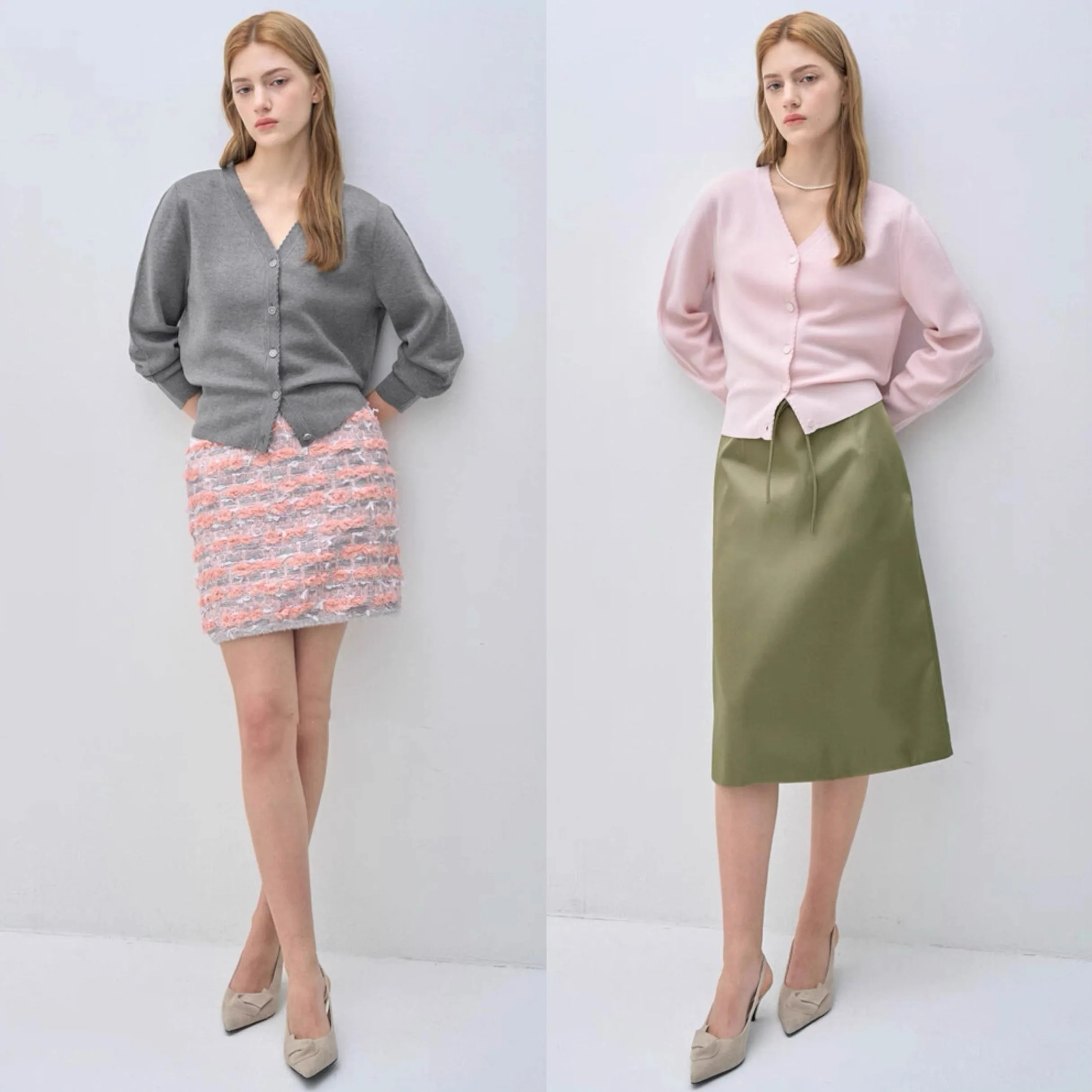 

Простой повседневный вязаный кардиган на пуговицах V-Ne ort Lemon Cheese M25 Autumn Faion Commute Sle Loose Fit Long Sve