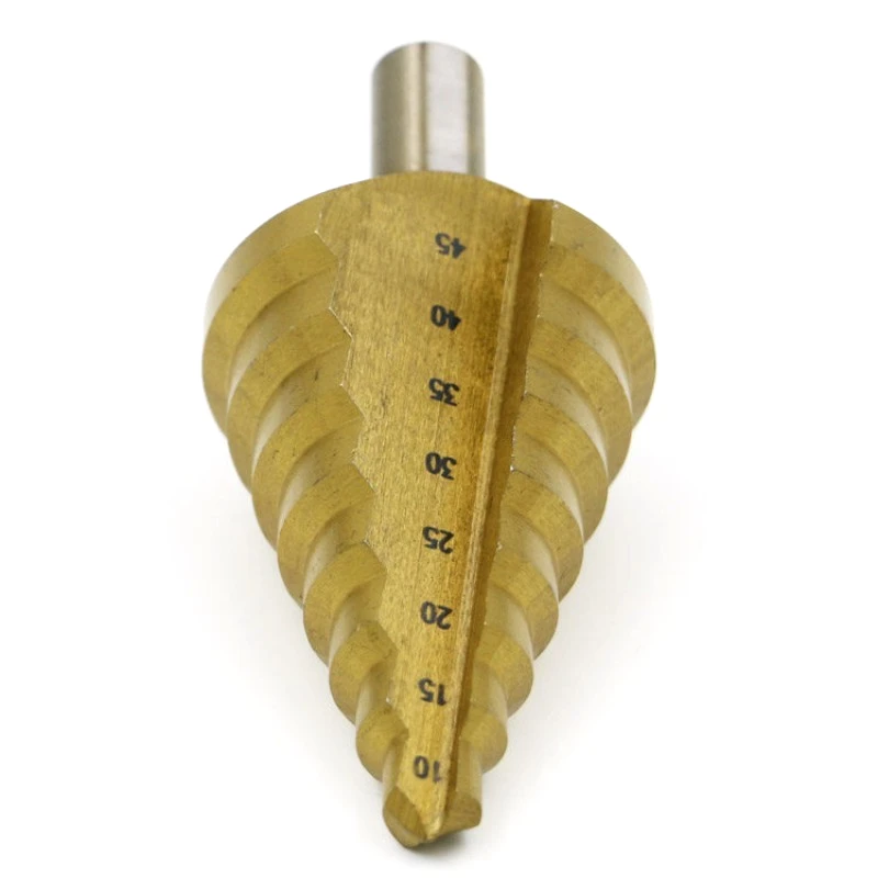 Triangular Handle Titanium Nitride Straight Groove Step Drill 10-45mm Step Hole Expanding Bit