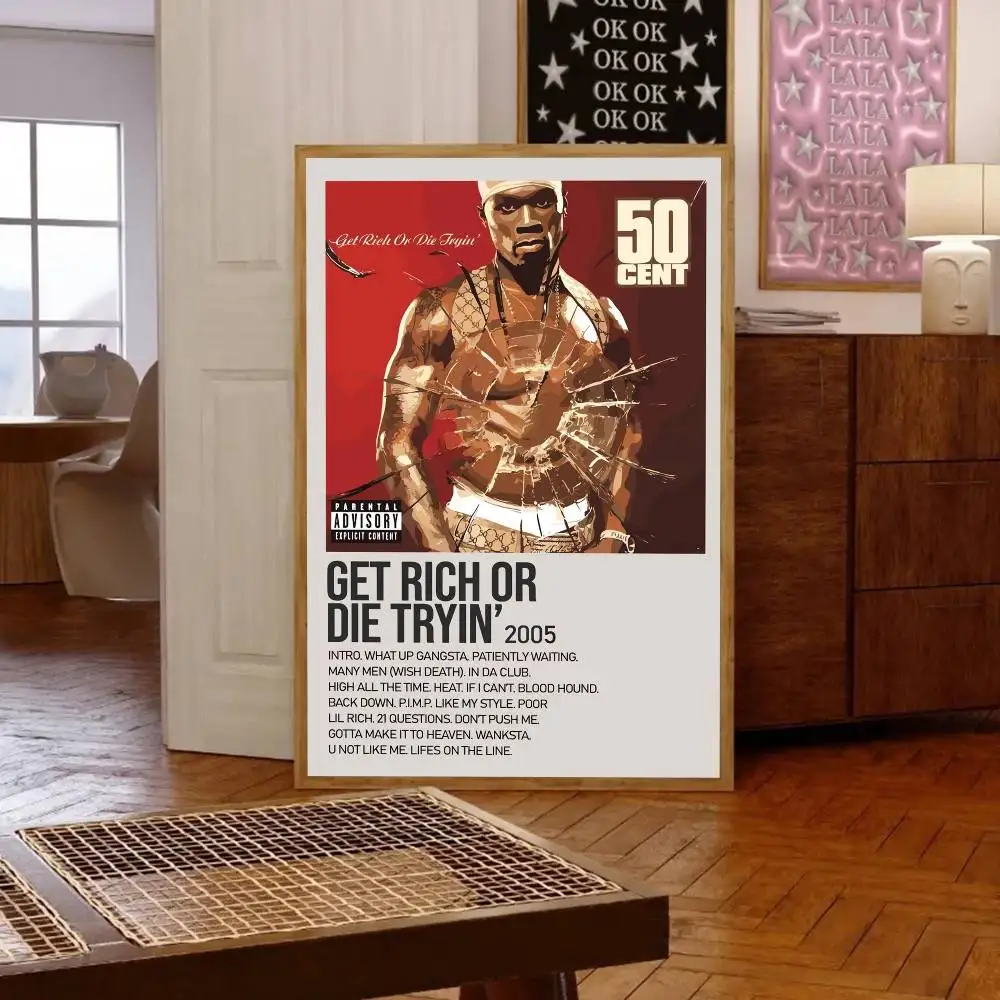 1 قطعة 50 سنتًا احصل على الغنية أو يموت جرب ملصق طباعة لغرفة النوم غرفة المعيشة ديكور المنزل اللوحة جدار الفن HD صورة جدارية #5