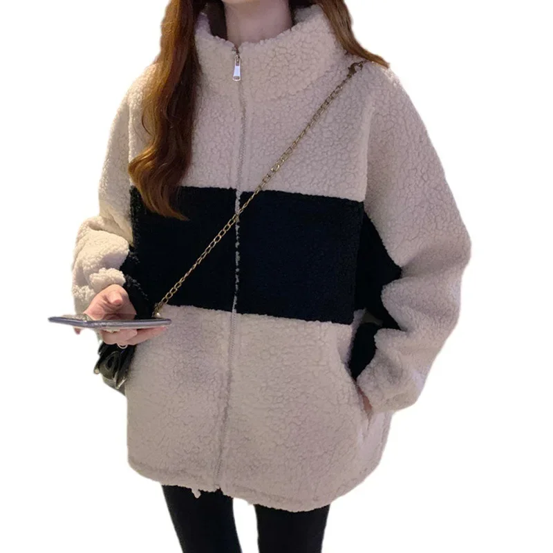 Women's Coat Femal Casual Jacket Office Lady Lamb Outerwear Thicken Cardigan 2023 Winter Female Warm Clothing Plus Size