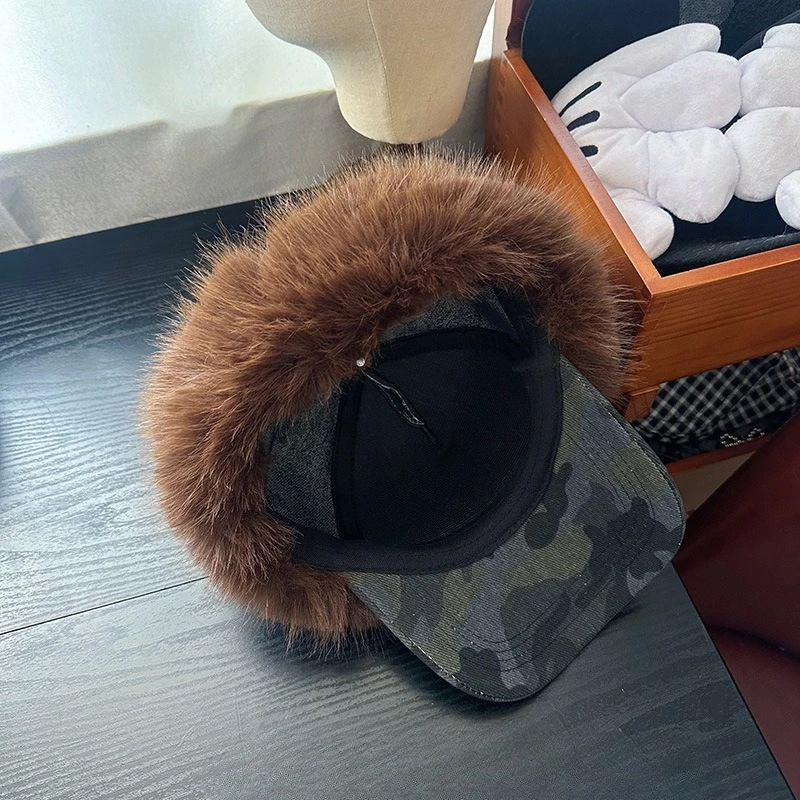 الكورية التمويه طباعة أفخم حماية الأذن قبعة بيسبول الرجال والنساء الاتجاه سميكة ودافئة ركوب حزام تحلق منفذها القبعات