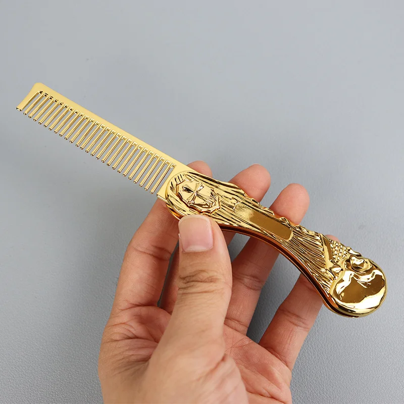 1Pc Zinc Alloy Portable Folding Comb For Women And Men, Travel Hair Care Tool, Easy To Carry, Daily Use, Normal Hair Style, Dura