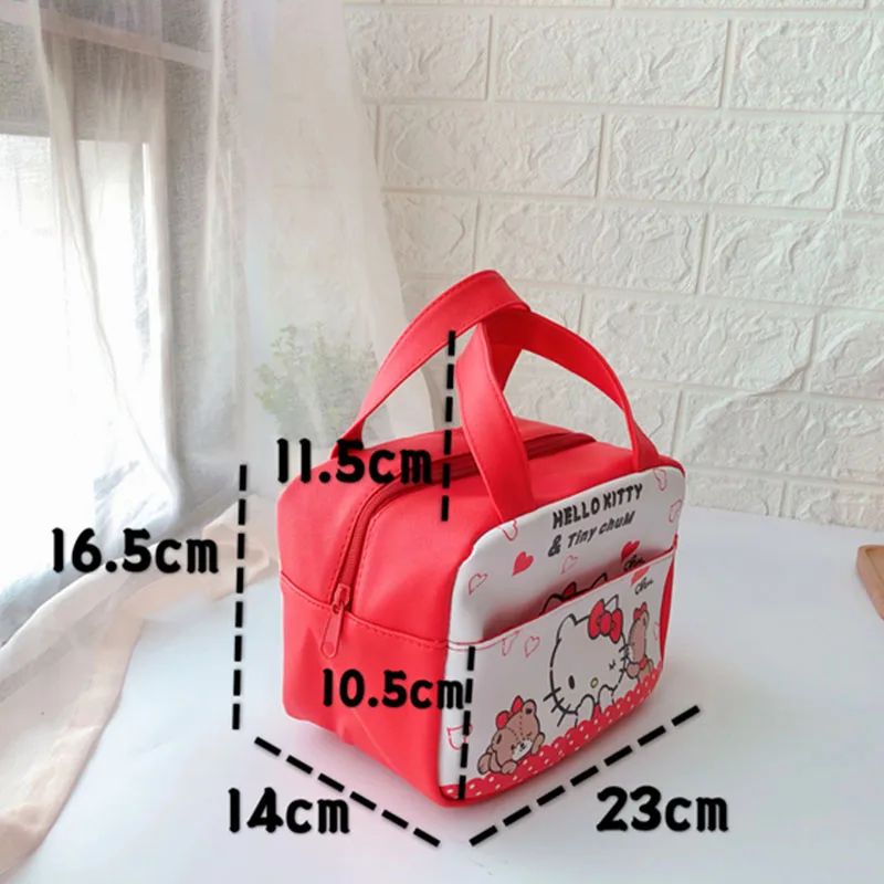 New Hello Kitty Insulated Lunch Bag Sanrio Large Volume Storage Bag Foldable PU Aluminum Foil Handheld Lunch Box