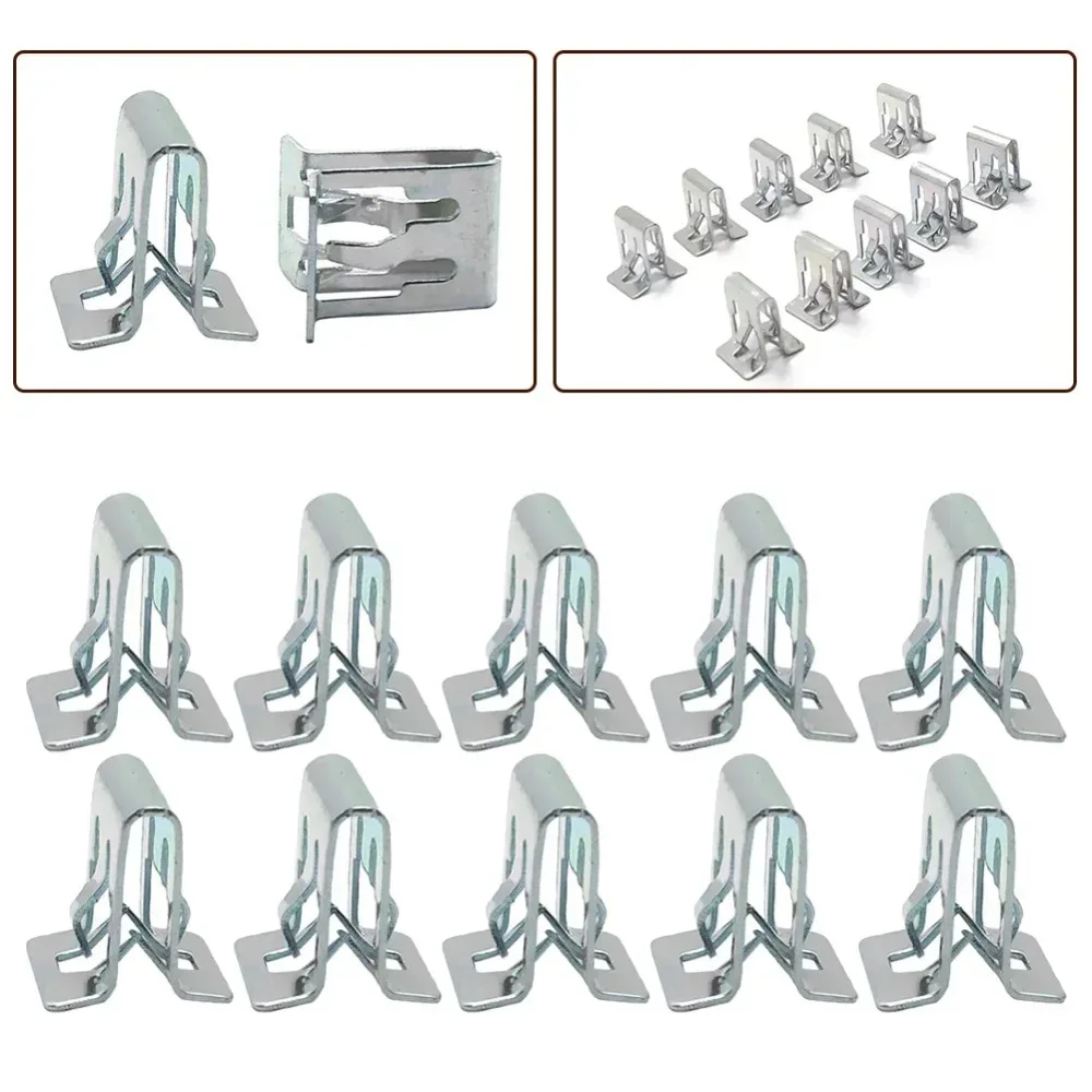 20PCS Silver Metal Retainer Clips - Universal Automotive Interior Fastener for Dashboard/Door Panel, Anti-Rust Steel Clip
