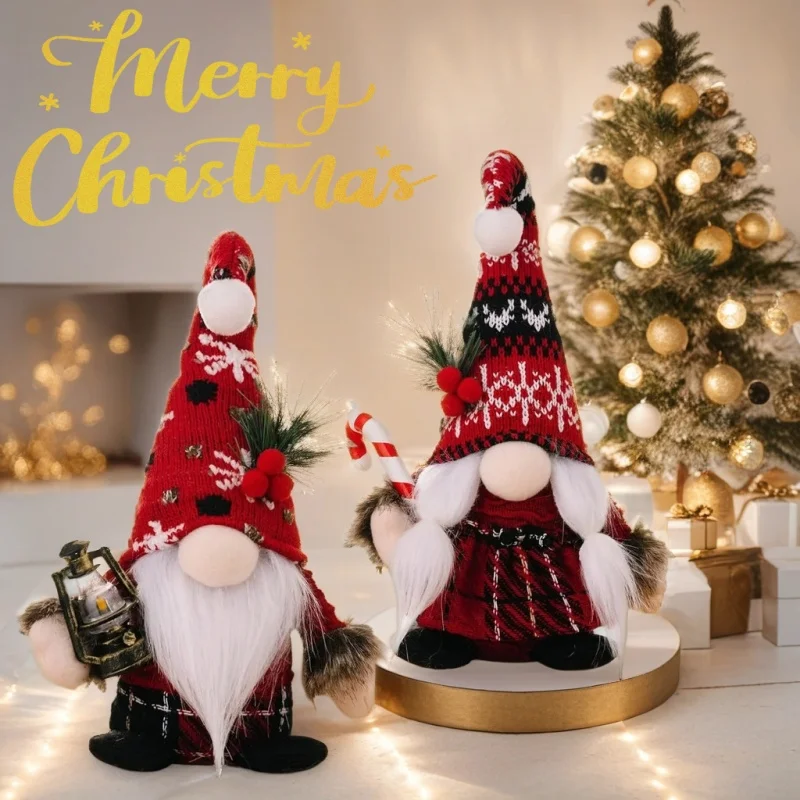 

Christmas Plush Gnomes Dolls Red Knitted Suit Faceless Doll Nordic Xmas Elf Doll Ornaments Home Christmas Decorations Party Gift