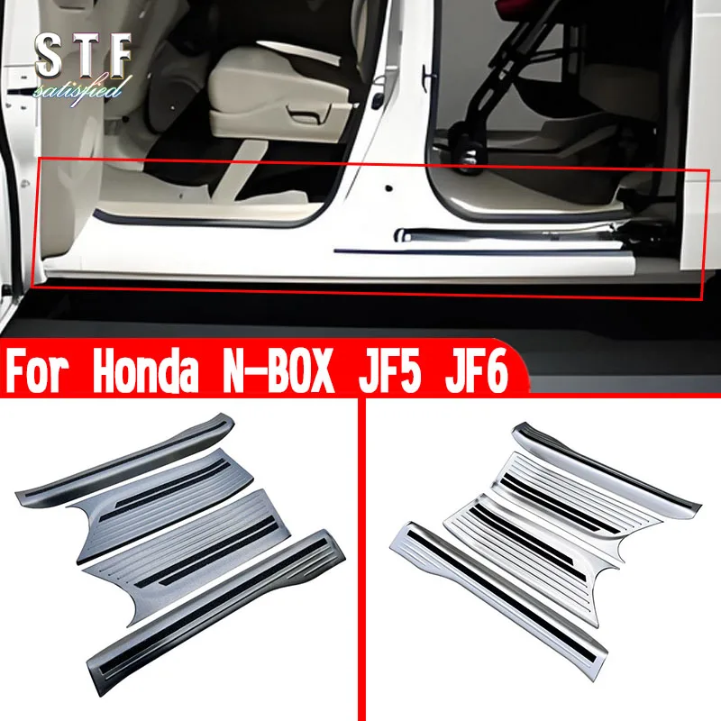 For Honda N-BOX JF5 JF6 2023 2024 Car Accessories Door Sill Protectors Cover Trim Molding Decoration Stickers