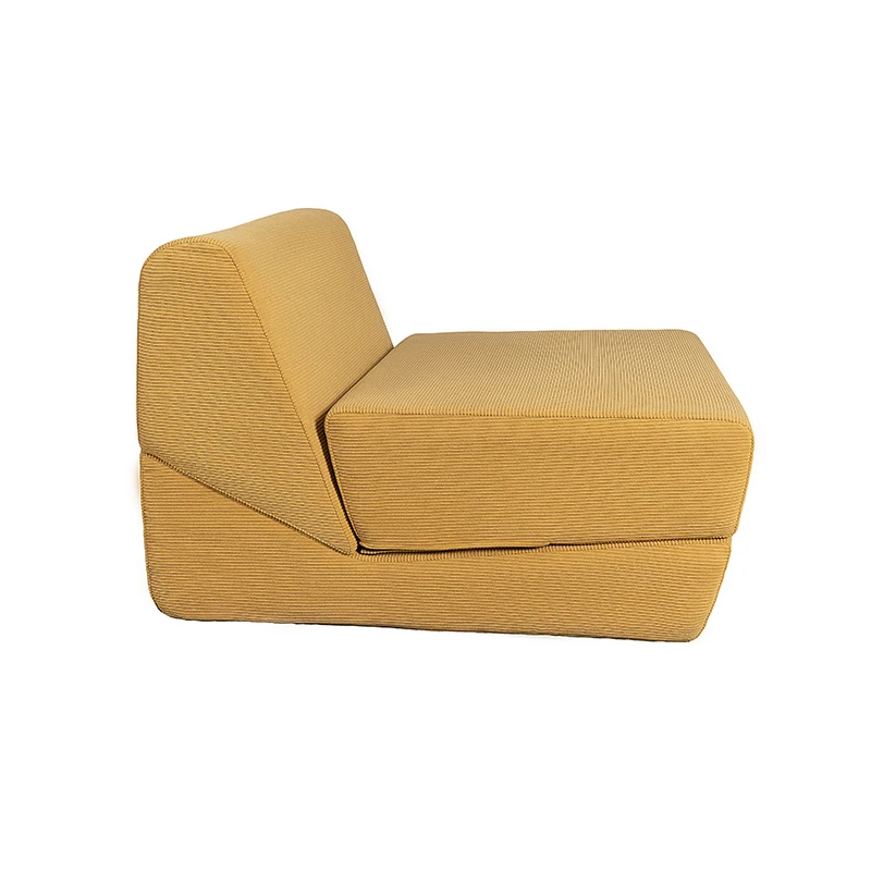Foldable Velvet Compressed Single Sofa 2 in 1 Orange Compress Sofa Chair Space Saving Living Room Furniture