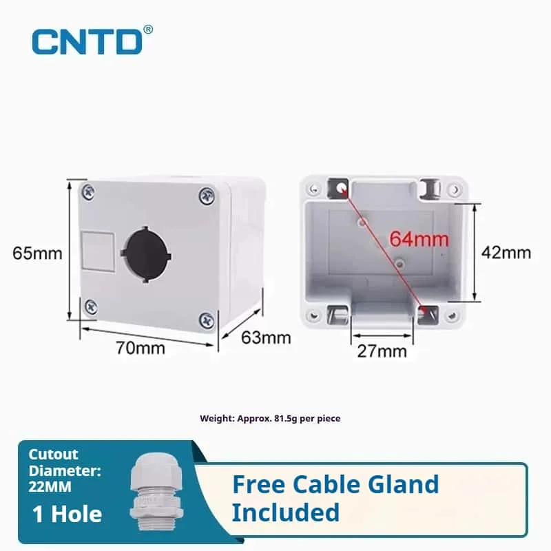 22mm Push Button Enclosure Box IP65 Waterproof Dustproof Plastic Thick Wall Junction Box 1 2 3 4 Hole Industrial Control Mount
