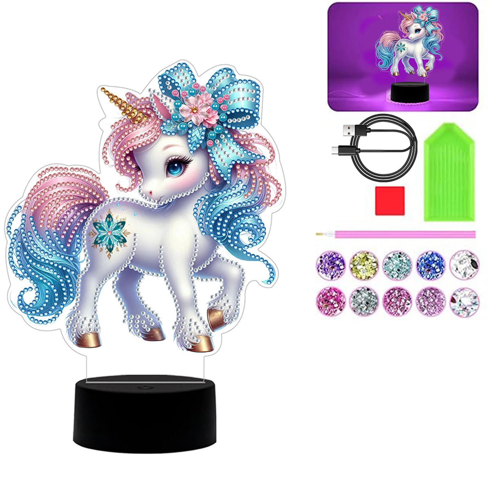 

DIY Unicorn Diamond Art Painting Lamp Diamond Painting Table Lamp Arts Crafts Home Decoration for Bedroom Decor Gifts