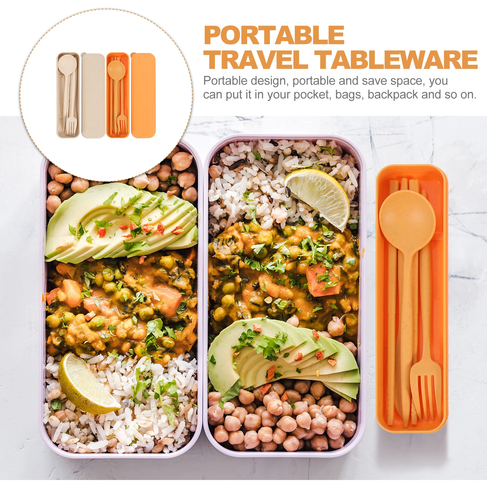 

2Sets Travel Cutlery Outdoor Portable Camping Hiking Picnic Rust-Resistant Lightweight Fork Spoon Chopsticks Set