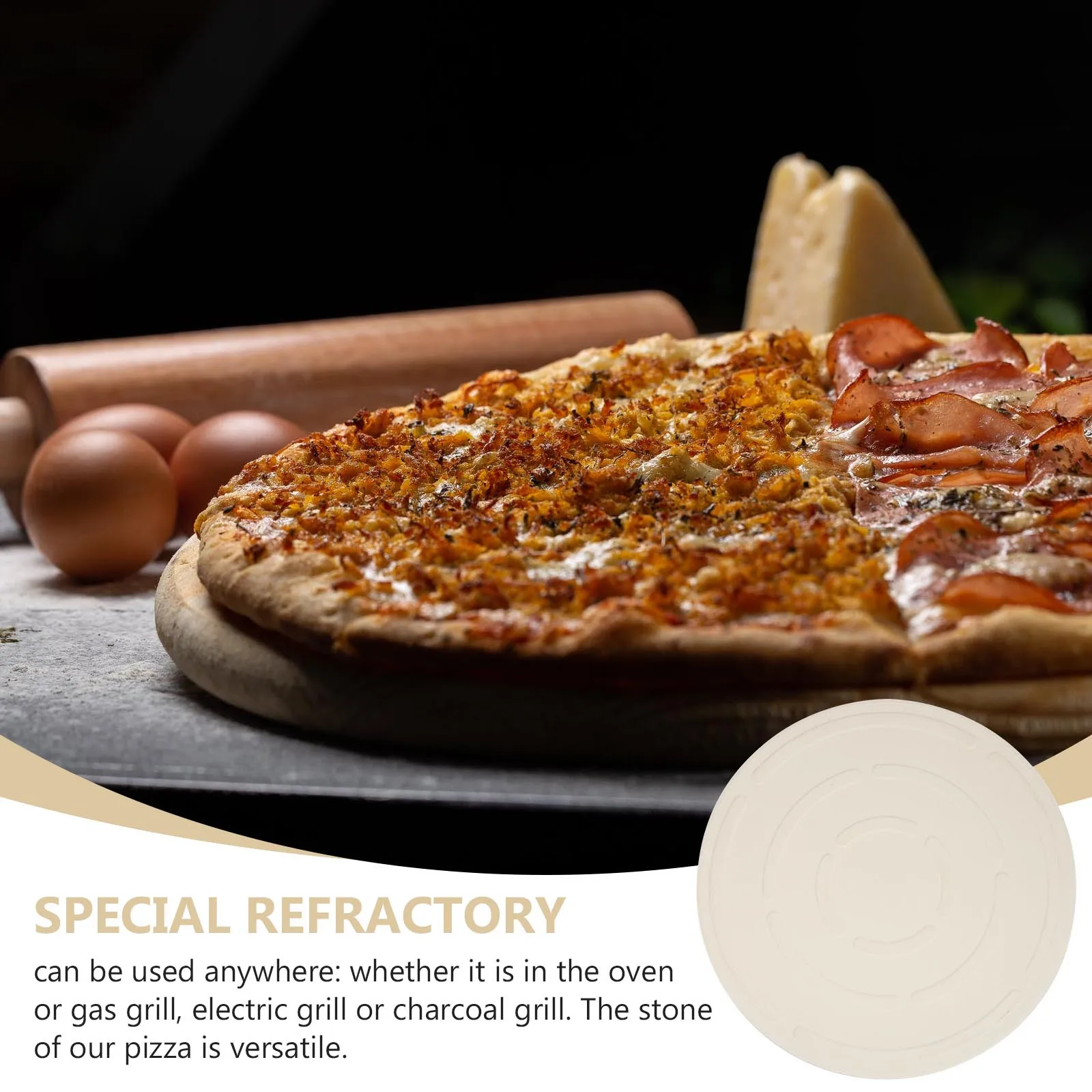 

Baking Stone Cordierite Pizza Grilling Stone Heat Resistant Non-Deform Smooth Cooking Plate For Home Use Pizza Pan Bread Baking