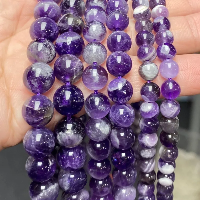 Natürliche dunkel violette Traum Amethyste Perlen lose Abstand halter 4 6 8 10 12mm Heils tein für Schmuck machen DIY Armband Zubehör – Detail 8