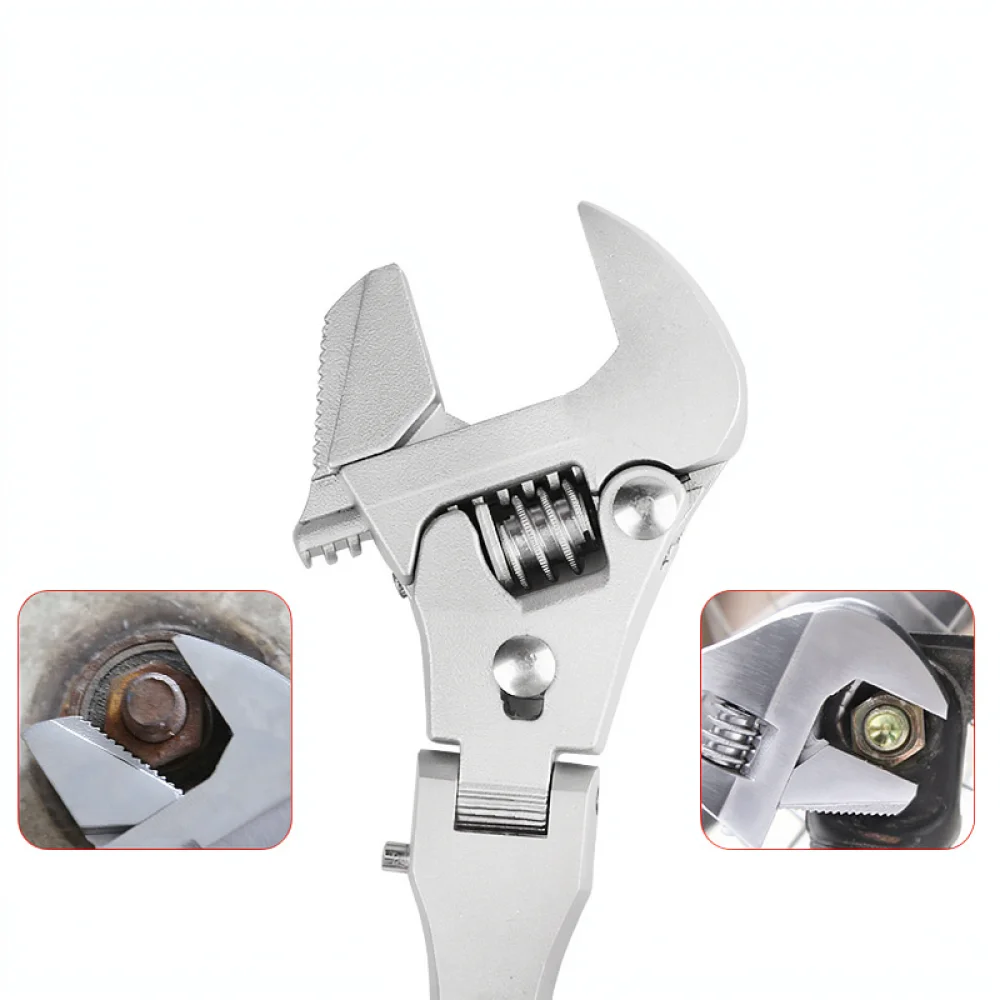 DZT 10 Inch Universal Adjustable Wrench Folding Head Ratchet Spanner Retractable Plumbing HVAC Mechanical Repair Tool Gear