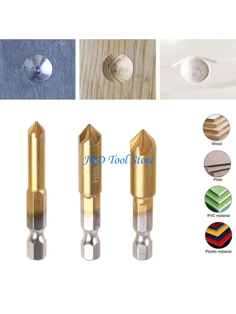 

A2UD HSS Industrial Countersink Drill Bit Set Bit 1/4 in Shank 3 Pcs