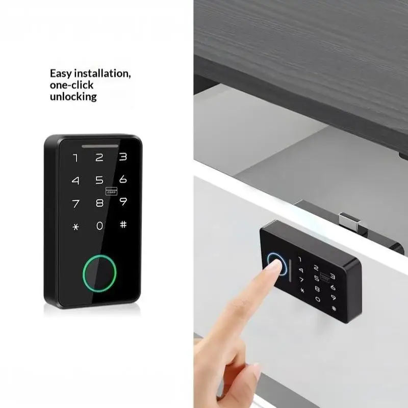 1Pcs Support Tuya APP Smart Fingerprint No Punch Cam Lock Cabinet Lock Door Drawer Filing Cabinet Post Mail Box Furniture Locker view 4