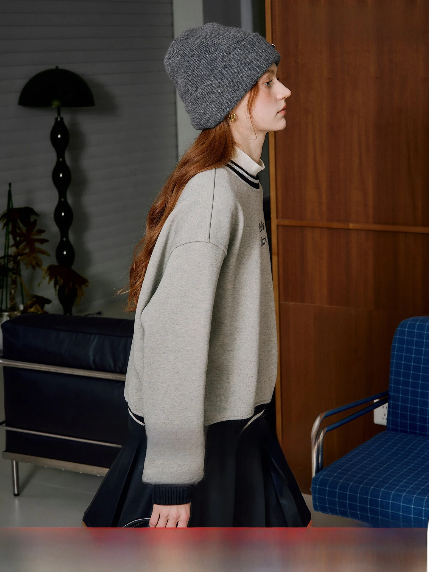 Warm Fleece Lined Long Sleeve Crew Neck Sweatshirt Shoulder Drop Style Women's Autumn Fashion Comfortable Breathable Hoodie