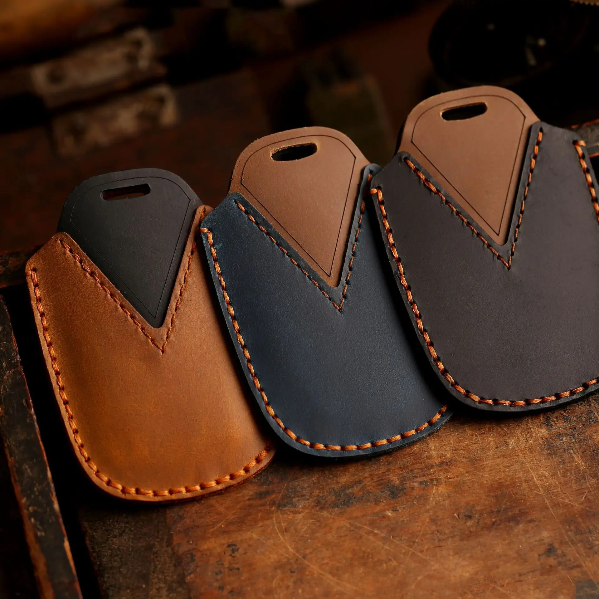 Genuine Leather Car Key Case For Toyota Alphard Vellfire Smart Key Cover Handmade Key Holder Protector 4/5 Button
