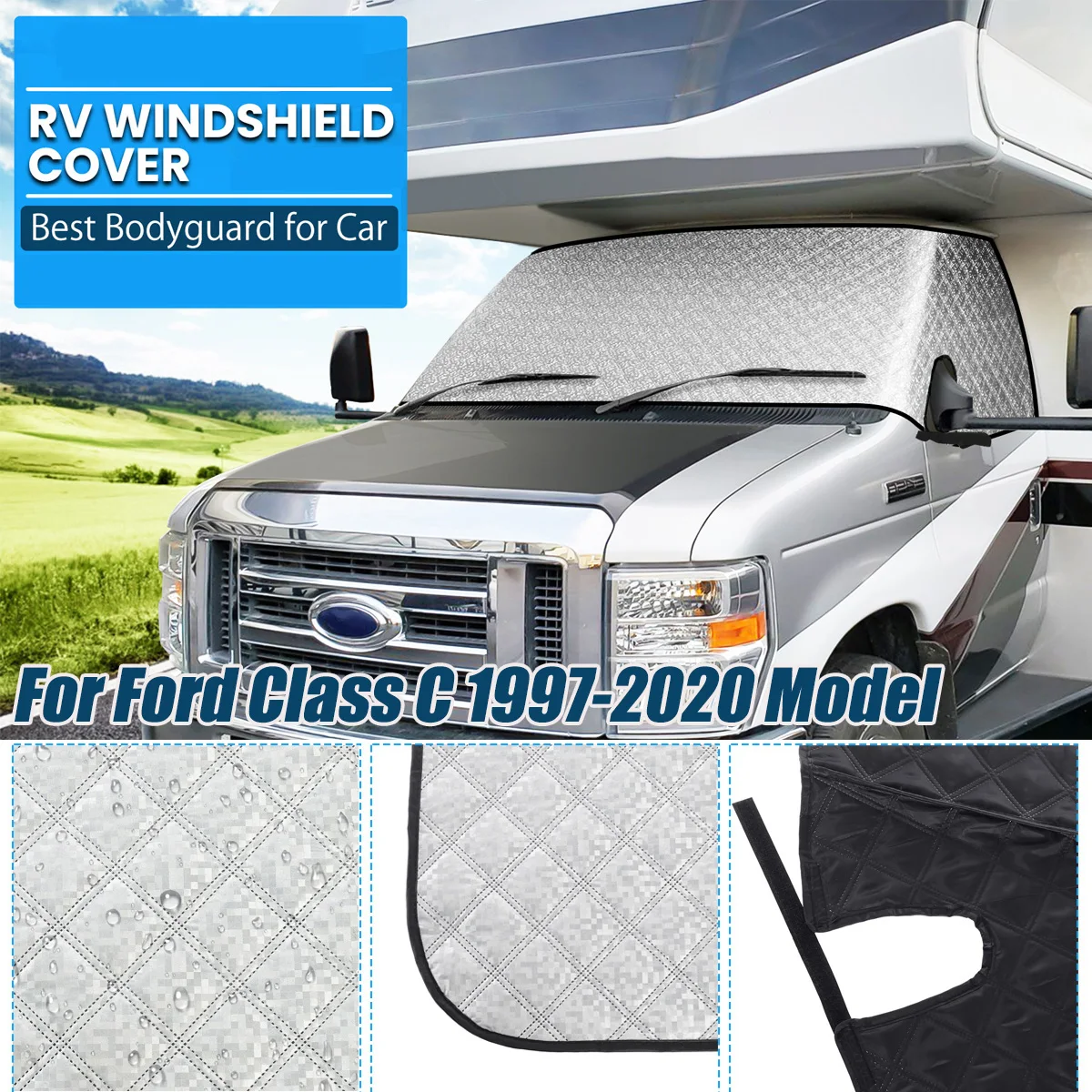 Motorhome Window Windshield Ice Cover 4 Layers Thickened RV Windshield Sunshade Cover For BougeRV For Class C 1997-2020