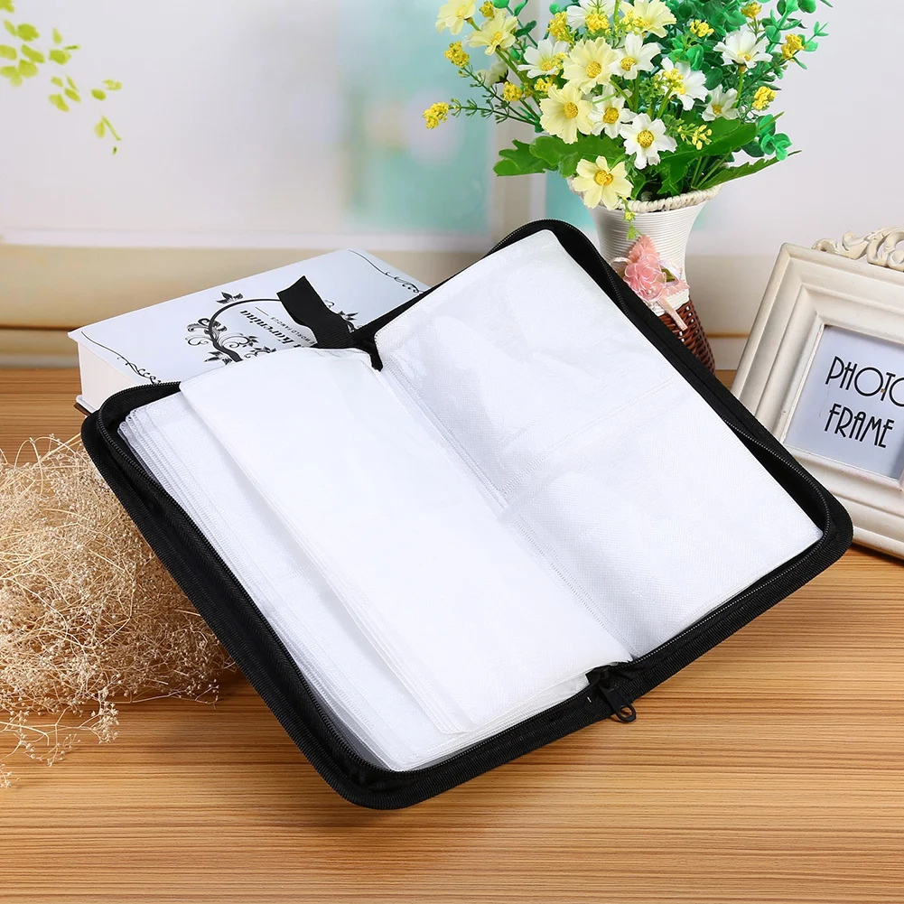 DVD Organizer Bag CD Organizer Bag Faux PU Leather 80 Disc CD DVD Holder Storage Cover Case Organizer Wallet Bag Album Bag