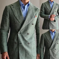 Trajes de lujo para hombre, esmoquin de solapa con visera, doble botonadura, ropa de novio para boda, fiesta de noche, graduación, Blazer personalizado